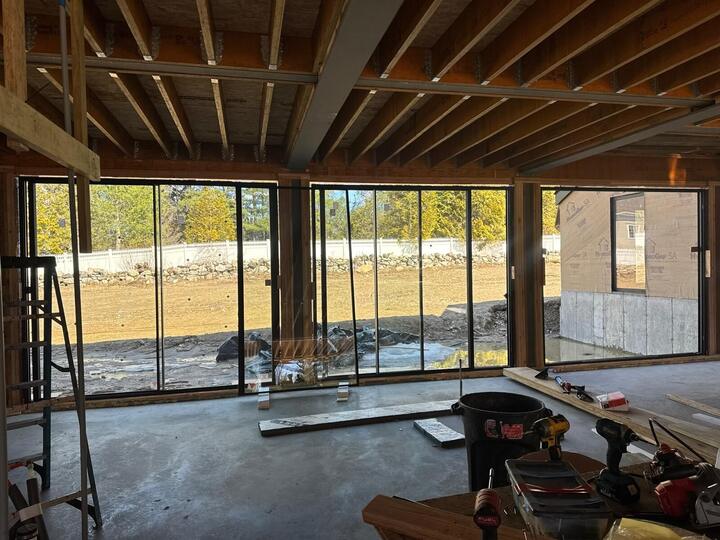 Sliding glass doors at the framing stage